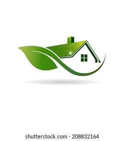 Natural House Logo Cleaning Image. Vector Icon