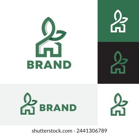 The "Natural House" Logo template is a combination of a minimalist house symbol and leaves. Great symbol for natural homes, nature home builders, tree house companies, etc.