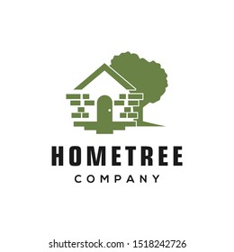 natural house with trees and leaves logo vector design template ready to use