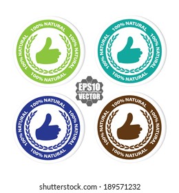 Natural hundred percent label, sticker and sign - vector.