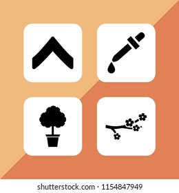 natural icon. 4 natural set with chevron, spa, flower and tree vector icons for web and mobile app