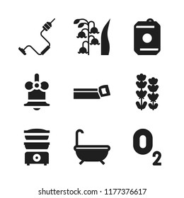 natural icon. 9 natural vector icons set. drill, bell and cut icons for web and design about natural theme