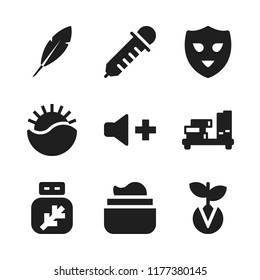 natural icon. 9 natural vector icons set. volume, mask and skin icons for web and design about natural theme