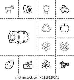 Natural icon. collection of 13 natural outline icons such as potato, apple, goat, easter egg, flower, landscape, recycle, leaf, hay. editable natural icons for web and mobile.