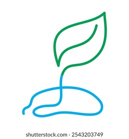 Ícone Natural - Folha com Haste, Representando Produtos Puros, Ecologicamente Corretos e Não Processados