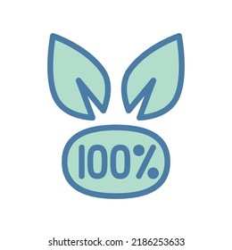 Natural icon with leaves in colorful filled line style