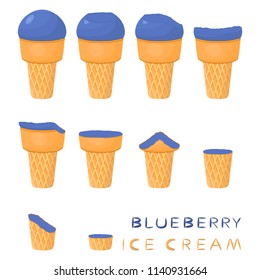 Natural icon logo blueberry ice cream sherbet in different forms. Blueberry pattern consisting of sweet cold ice cream sherbet, tasty frozen dessert. Fresh taste fruit ice cream sherbet of blueberry.