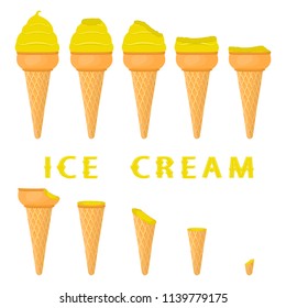 Natural icon logo for carambola ice cream sorbet in different forms. Carambola pattern consisting of sweet cold ice cream sorbet, tasty frozen dessert. Fresh taste fruit ice cream sorbet of carambola.
