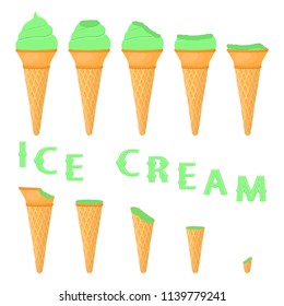 Natural icon logo gooseberry ice cream sorbet in different forms. Gooseberry pattern consisting of sweet cold ice cream sorbet, tasty frozen dessert. Fresh taste fruit ice cream sorbet of gooseberry.