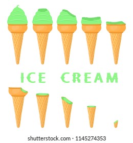 Natural icon logo gooseberry ice cream sorbet in different forms. Gooseberry pattern consisting of sweet cold ice cream sorbet, tasty frozen dessert. Fresh taste fruit ice cream sorbet of gooseberry.