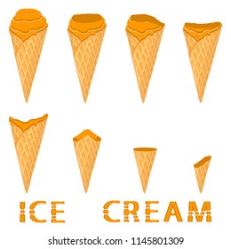 Natural icon logo persimmon ice cream sorbet in different forms. Persimmon pattern consisting of sweet cold ice cream sorbet, tasty frozen dessert. Fresh taste fruit ice cream sorbet from persimmon.