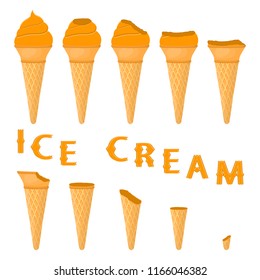 Natural icon logo for persimmon ice cream sorbet in different form. Persimmon pattern consisting of sweet cold ice cream sorbet, tasty frozen dessert. Fresh taste fruit ice cream sorbet from persimmon