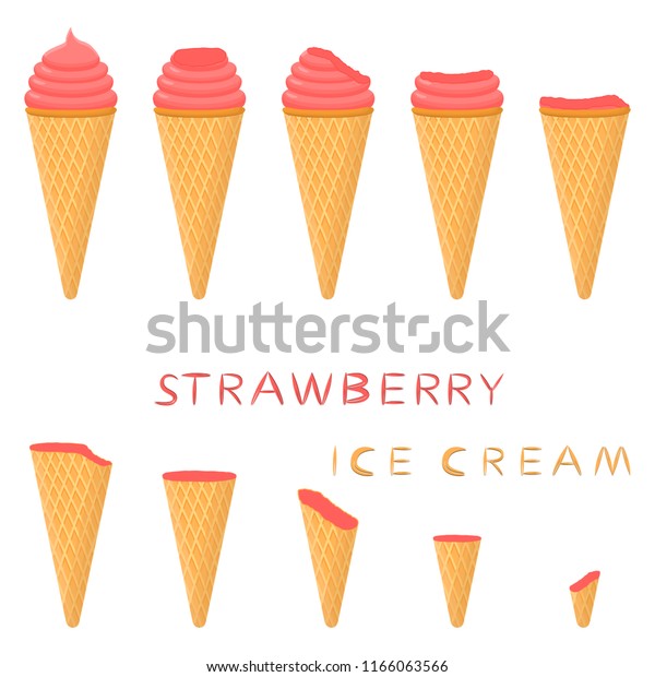 Natural Icon Logo Strawberry Ice Cream Stock Vector Royalty Free