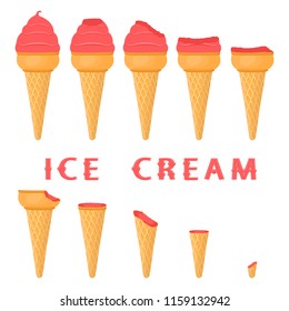 Natural icon logo watermelon ice cream sorbet in different forms. Watermelon pattern consisting of sweet cold ice cream sorbet, tasty frozen dessert. Fresh taste fruit ice cream sorbet from watermelon