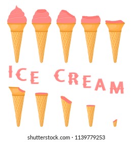 Natural icon red currant ice cream sorbet in different forms. Red Currant pattern consisting of sweet cold ice cream sorbet, tasty frozen dessert. Fresh taste fruit ice cream sorbet from red currant.