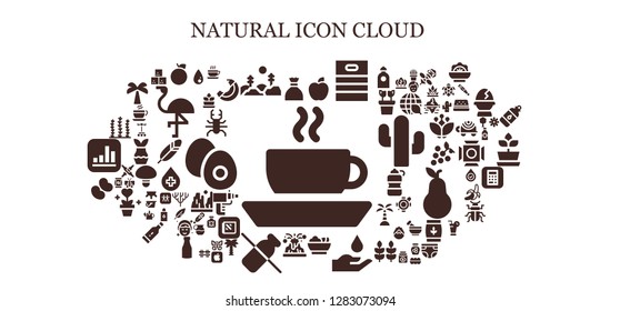  natural icon set. 93 filled natural icons. Simple modern icons about  - Coffee, Sugar, Orange, Forest, Apple, Barrel, Salad, Blood, Volcano, Dairy, Jelly beans, Seaweed, Liquify