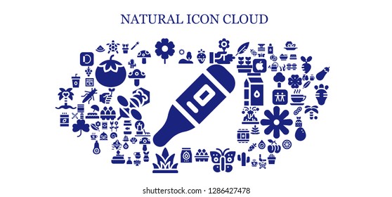  natural icon set. 93 filled natural icons. Simple modern icons about  - Thermometer, Hill, Turtle, Flower, Strawberry, Eggs, Butterfly, Charcoal, Grass, Vitamins, Coffee, Plant