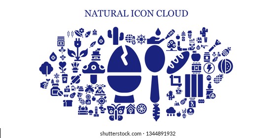 natural icon set. 93 filled natural icons.  Simple modern icons about  - Egg, Global warming, Leaf, Cactus, Buddhism, Blood, Mangosteen, Radish, Eco, Butterfly, Eco friendly, Seashell