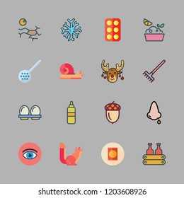 natural icon set. vector set about skimmer, mustard, milk and nose icons set.