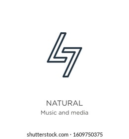 Natural icon. Thin linear natural outline icon isolated on white background from music and media collection. Line vector sign, symbol for web and mobile