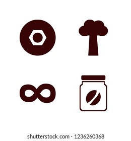 natural icon. natural vector icons set nut, coffee jar, tree and mask