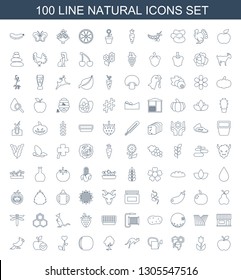 natural icons. Trendy 100 natural icons. Contain icons such as apple, flower, honey, watering can, kangaroo, tree, peach, heart flower, parrot. natural icon for web and mobile.