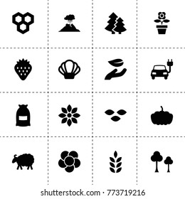 Natural icons. vector collection filled natural icons. includes symbols such as wheat, tree, seeds, honeycombs, bag, sheep, flower. use for web, mobile and ui design.
