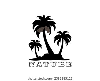 Natural illustration of three coconut trees on a white background