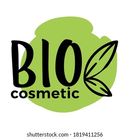 Ingrediente natural de produto cosmético, biológico e orgânico. Ícone isolado do emblema ou rótulo do pacote. Tratamento aromático para corpo ou pele, inscrição e folhas florais, vetor em estilo plano