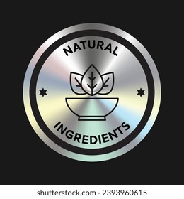 Natural Ingredient cosmetic packaging icon, stamp, badge, round, seal vector