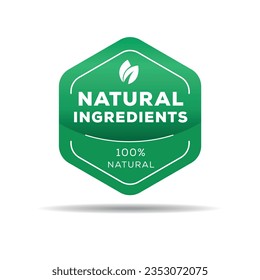 Etiqueta de ingredientes naturales, ilustración vectorial.
