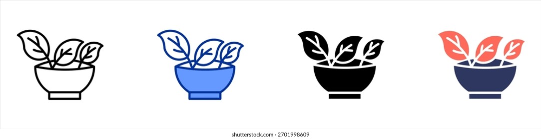 Natural Ingredients Leaf icon set multiple style collection