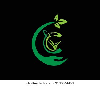 Natural initial Letter C logo design. Creative and Modern  leaf Alphabet Template.