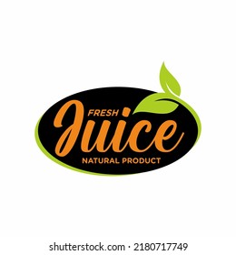 Natural juice sticker. Vector label illustration for juice product. Badge or seal