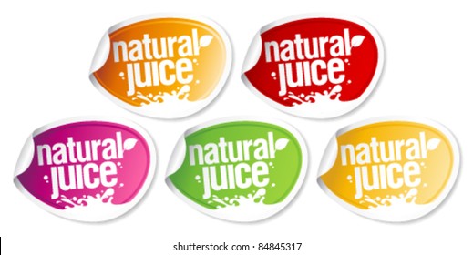 Natural juice stickers set.