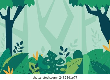 Natural jungle landscape background vector illustration