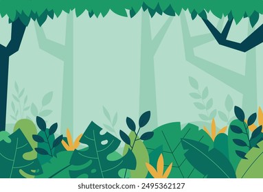 Natural jungle landscape background vector illustration