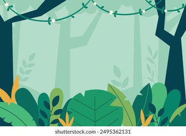 Natural jungle landscape background vector illustration