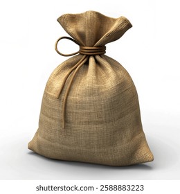 natural jute gift bag  isolated  with a white background.