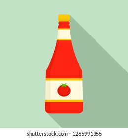 Natural ketchup bottle icon. Flat illustration of natural ketchup bottle vector icon for web design
