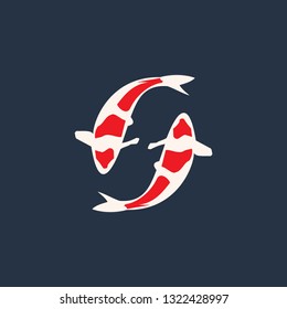 Natural koi fish icon, pet. vector