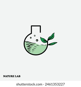 concepto de diseño de logotipo de laboratorio natural, símbolo creativo de la ciencia y la medicina, Plantilla de logotipo de laboratorio ecológico