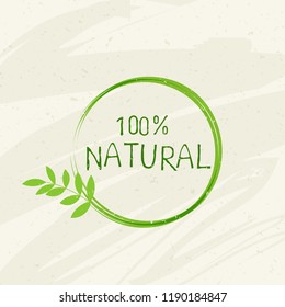 Natural label emblem icon, bio healthy organic label and high quality product badges. Eco, 100 bio and natural product icon. Emblem for cafe, packaging etc. Vector