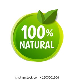 Natural Label Isolated With Gradient Mesh, Vector Illustration