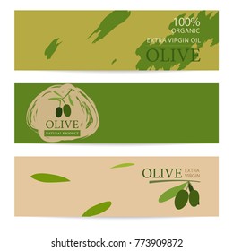 natural label and olive extra virgin design. paper banner and badges design.