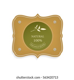 natural label and organic label green color and leather. vintage labels and badges design.