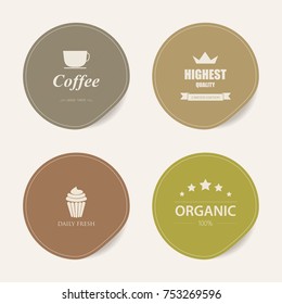 natural label and organic label green color and sticker paper kraft. vintage badges design.