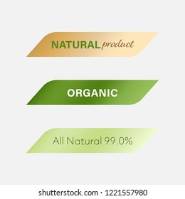 Natural Label And Organic Label Green. Modern Banner And Badges Design.