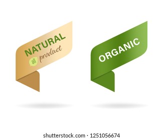 natural label and organic label green. modern banner and badges design.