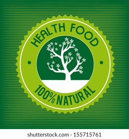natural label over green background vector illustration